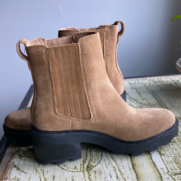 New Madewell Gwenda Platform Ankle Boot tan suede boots new without box size 9 - Picture 7 of 7
